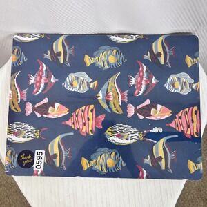 NWT: Sandbar Collective Tropical Fish Placemats Set of 4 Blue Cork Backing (595)